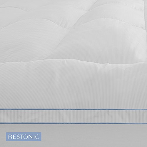 SoftTex Restonic Fiber & Memory Foam Hybrid Mattress Topper, 3", White