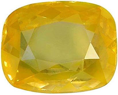 Arenaworld 9.25 Ratti Certified Natural Yellow Crystal Sapphire (Pukhraj) Gemstone 100% Original Cushion Shape AAA+ Quality for Men and Women