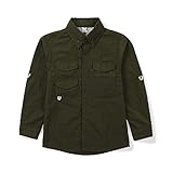 OCHENTA Boys’ Quick-Dry Nylon Long Sleeve Fishing Shirt, UV Sun Protection