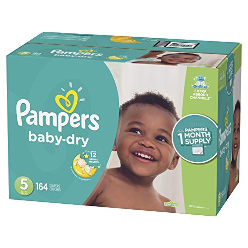 Pampers Baby Dry Disposable Diapers, Size 5,164 Count