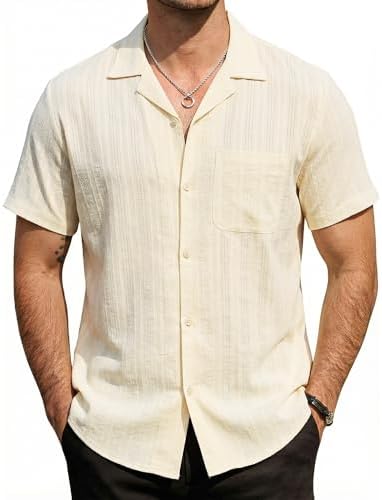 Camisas de guayabera cubana para hombre camisas casuales de manga larga para playa y verano Camisas de guayabera cubana para hombre camisas casuales de manga larga para playa y verano