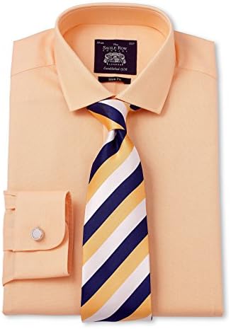 The Savile Row Company Savile Row Men's Pale Orange Pinpoint Slim Fit Shirt 15" Standard Barrel Cuff