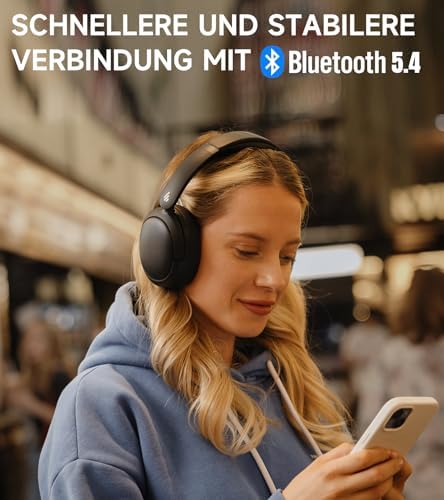 W800BT Pro Hybrid ANC Kopfhörer, Hi-Res Audio, 45Std. AKKU, Schnelles Aufladen, Faltbar, Kabellose Over-Ear Bluetooth 5.4 Kopfhörer - Schwarz