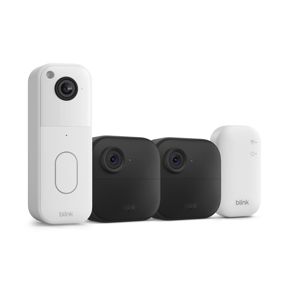 All-new Blink Video Doorbell + Outdoor 4 – Wireless smart security cameras, head-to-toe HD view, two-year battery life. Sync Module Core included – 2 camera system + Video Doorbell Image