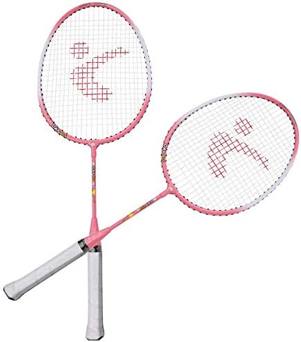 [Xmas Present] Kids Badminton Racket Set, Aluminium Alloy Cartoon Child Badminton Racket Indoor Outside Sports activities Sport Leisure Toy for Household Enjoyable (Pink)
