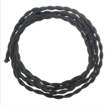 MASUNN 3M Vintage 2 Core Twist Braided Fabric Cable Wire Electric Lighting Cord-Black