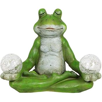 Amazon.com : Exhart Solar Yoga Frog Holding 2 Glass Balls Garden Statue