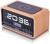 Roxel Nod Bedside Radio DAB/DAB+ FM Alarm Clock Qi Charging Oak view 3