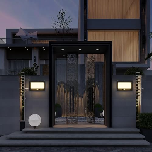 Solar Outdoor Light, Solar Lights with Motion Sensor, Waterproof Outdoor Solar Lights with 4 Smart Modes, IP65 Waterproof Lamps for Garden, Garage, Street, Patio, Paths (Warm Light)