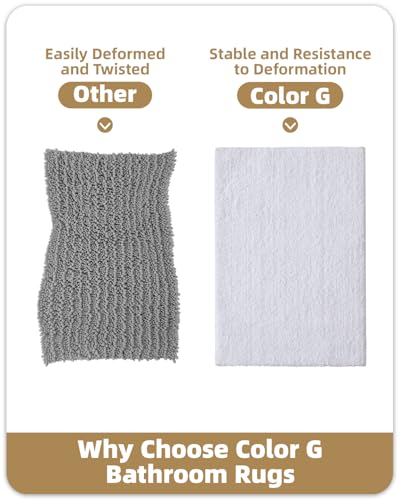 Color&Geometry Absorbent Bath Mat 60x110 cm, Soft Bathroom Mat Non Slip, Machine Washable Bathroom Rug, Bathmat Bath Mats for Bathroom Bathtub (White)