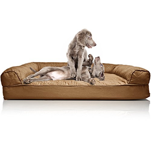 Furhaven Pet Dog Bed | Orthopedic Quilted Traditional Sofa-Style Living Room Couch Pet Bed w/ Removable Cover for Dogs & Cats, Toasted Brown, Jumbo
