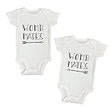 Funny Threadz Kids Womb Mates” Cute Boys or Girls Twin Outfit Set Of 2 Onesies (Short Sleeve Newborn, White)