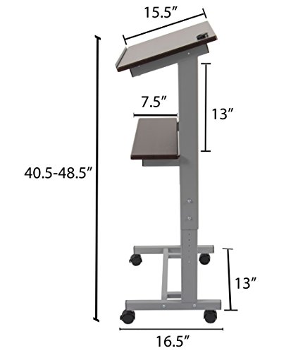 Stand Up Desk Store Mobile Adjustable Height Lectern Podium, Heavy Duty Steel Frame - Thumbnail 4
