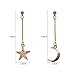 18K Gold Plated CZ irregular asymmetric frosted Moon and Star Women long tassel dangle Earrings