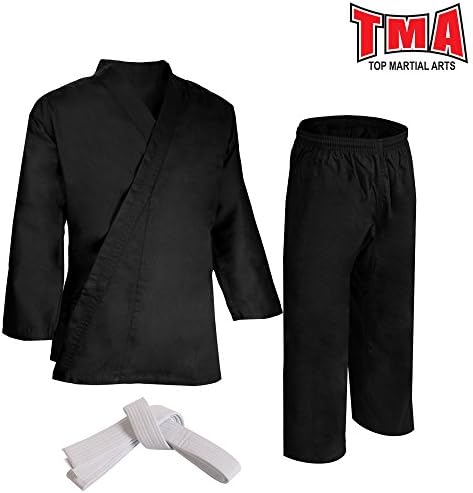 TMAMartial Arts Karate Elastic Drawstring Uniform 7oz for Kids & Adult Lightweight Student Gi with Free Belt
