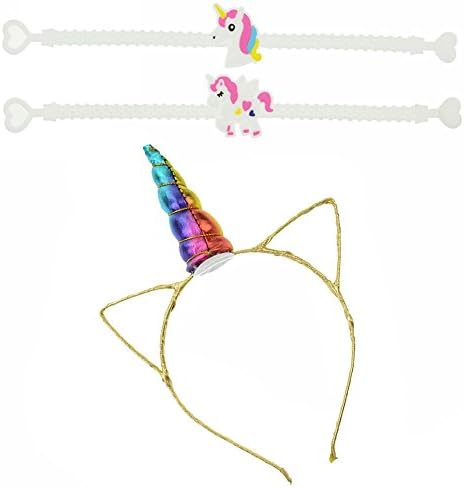 MOWANG Unicorn Headpiece Hairband Headdress bracelet Halloween Set