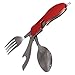 CAMTOA Stainless Steel Folding Spoon Fork Tool 2-in-1 Cutlery for Camping Hiking,Red