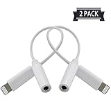 Headphone Adapter to 3.5mm earbuds Jack Adapter Earphone [2 Pack] for Apple iPhone 7 and 7 Plus Lightning Connection Converter (white)