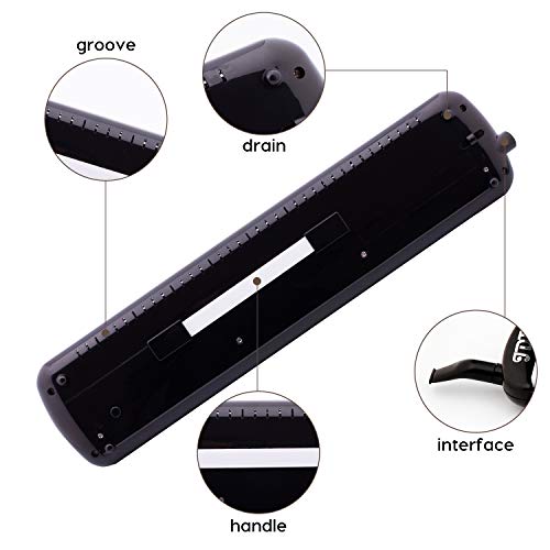 JDR Melodica instrument 37 Keys Piano Style Keyboard Standard Tone with 2×Mouthpiece 2×Tube Music Book Case for Kids Music Gift - Thumbnail 2