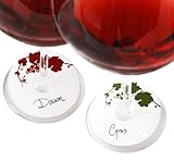 Vine Pattern Paper Wine Glass Tags, Set of 48, Red and Green