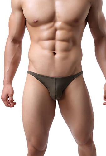JIMEIK1 Men's Sexy Cotton Underwear Low Rise Briefs Bikini Swimsuit (S, Army Green)