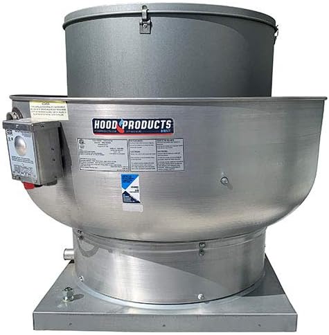400-1000 CFM Restaurant Upblast Exhaust Fan for Grease Rated Canopy Hood With Speed Control - .25 HP / 115 V/Single Phase With 21" x 21" Base