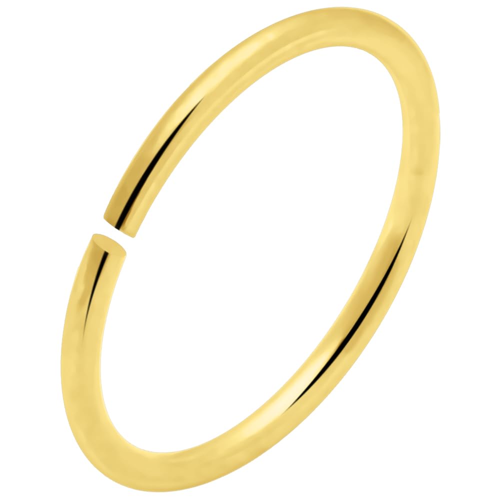 AZARIO LONDON 9K Yellow Gold 22 Gauge - 6MM Diameter Seamless Continuous Open Hoop Nose Ring Nose Piercing