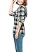 Allegra K Women's Button Down Plaids Drawstring Hooded Shirt Green L (US 14)