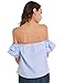 Women's Off The Shoulder Ruffle Blouse Tops Shirt, X-Large, Blue