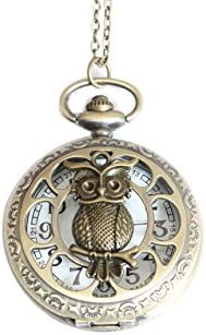 watch necklaceVintage Bronze The Owl Pocket Charm Necklace with Chain