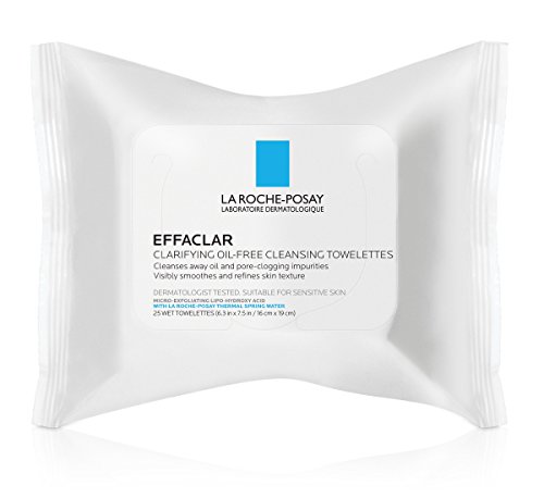 La Roche-Posay Effaclar Oil-Free Cleansing Face Wipes Towelettes, 25 Count