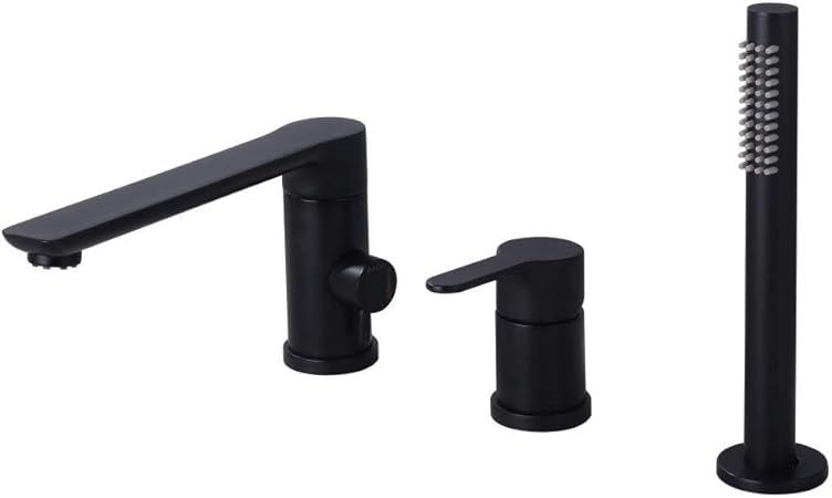 Grifo de baño Dos manijas Latón negro cepillado Agua fría y caliente