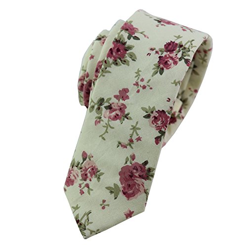 Mantieqingway Men's Cotton Printed Floral Neck Tie (283)