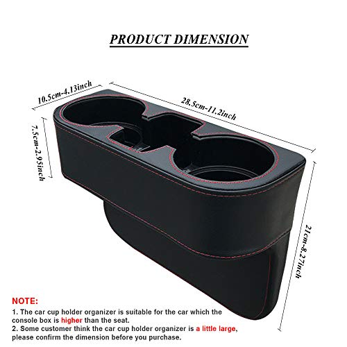 Car Seat Organizer Gap Filler Pocket with Leather Cover | Portable Universal Multifunctional Car Cup Holder Wedge Gap Catcher Caddy Stopper Storage Box for Cellphones Keys Cards Wallets (Black) - Thumbnail 2