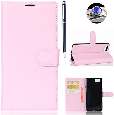 BlackBerry KEYone Case, AyiHuan Stand Flip Wallet Case with Built-in Card Slots, Premium PU Leather Wallet Cover Case for BlackBerry KEYone Phone,Pink