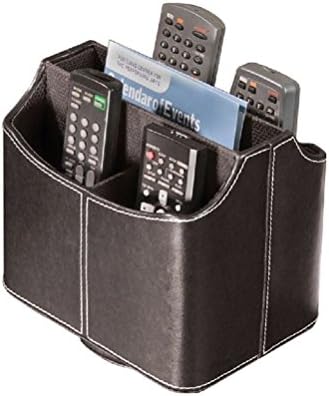 Fancy Spinning Media Storage Faux Leather Remote Control Organizer Holder Caddy Stitch