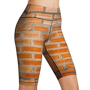 Inaayayi Hoge Taille Yoga Shorts Oranje Brickwall Bruin Bakstenen Texturen Oranje Baksteen Muur Vrouwen Biker Shorts…