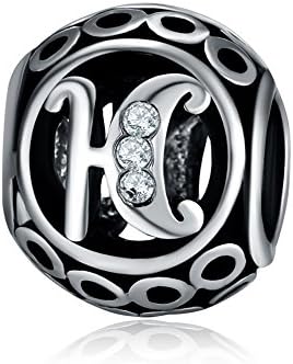 Wybeads Alphabet H Letter Initial Silver Charms European Beads For Pendant Necklace Bracelets Bangle Snake Chain Jewelry