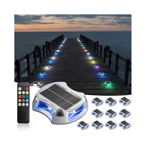LumiZen Upgraded Solar Driveway Lights with Remote Control 12 Pack, 9 Color
