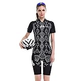 DuShow Women's Short Sleeve Cycling Jersey/Bicycle Top and 3D Padded Shorts Set