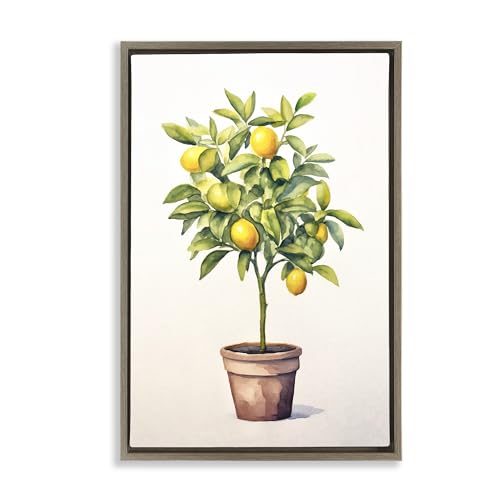 Stupell Industries Citrus Tree Serenade Brown Framed Floater Canvas Wall Art de…