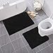 MAYSHINE Bathroom Rug Toilet Sets and Shaggy Non Slip Machine Washable Soft Microfiber Bath Contour Mat (Black, 32x20 / 20x20 Inches U-Shaped) primary