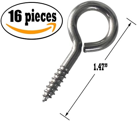#8 Zinc Plated 1.47" Eyescrews Self Taping Lag Screws (16 PCS) by Wynn Works