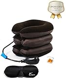 Eiram Inflatable Cervical Neck Traction Device | Improve Spinal Alignment to Reduce Neck Pain | Cervical Collar Adjustable Pillow Neck Brace | 3D Eye Mask & Ear Plugs Included ☆UPGRADED VERSION☆
