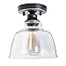HMVPL Ceiling Light Fixtures, Industrial Glass Pendant Lamp Shade, Farmhouse Semi Flush Mount Ceiling Light for Kitchen Island Dining Room Bedroom Foyer Hallway Entryway