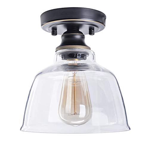 Hmvpl Semi Flush Ceiling Lamp Industrial Glass Close To Ceiling