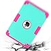 iPad Mini 4 Case, iPad Mini 4 Retina Case, BENTOBEN Anti-Slip Shock-Absorption Silicone High Impact Resistant Hybrid Three Layer Armor Protective Case Cover for iPad Mini 4 (Mint Green/Rose Red)
