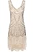 BABEYOND Women's Flapper Dresses 1920s V Neck Beaded Fringed Great Gatsby Dress (Large, Beige)