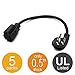 BH 1-Foot Low Profile Angle Extension Power Cord (5 Packs) 16 AWG NEMA 5-15P to 5-15R UL Listed
