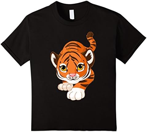 Kids Prowling Tiger Emoji T-Shirts 8 Black